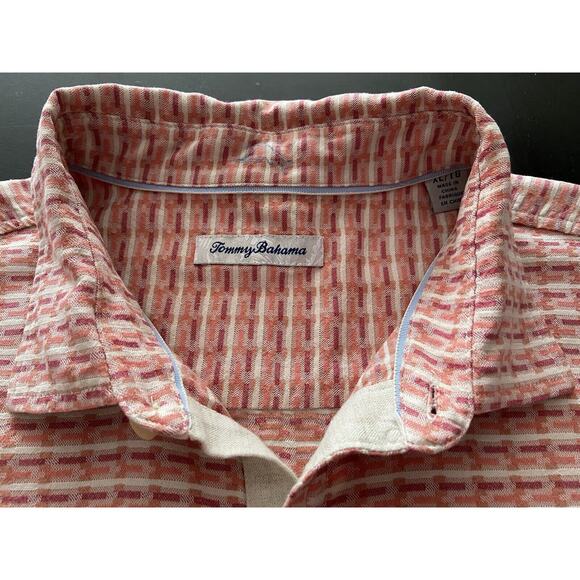 TOMMY BAHAMA Geovanni Geo Pink 100% Silk Camp Shirt sz XL - Picture 7 of 10